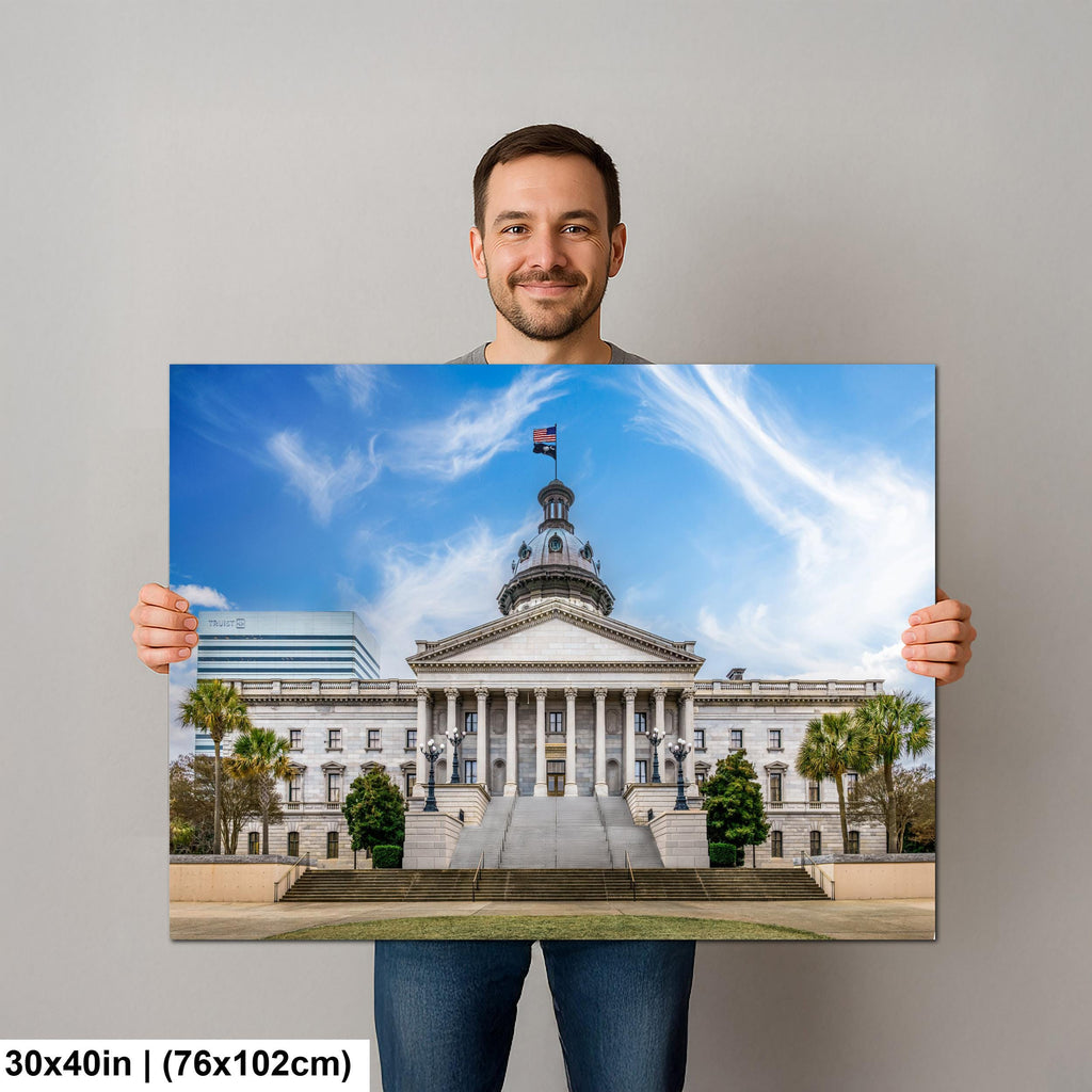 South Carolina State House Under Blue Sky, Columbia South Carolina Photography Print