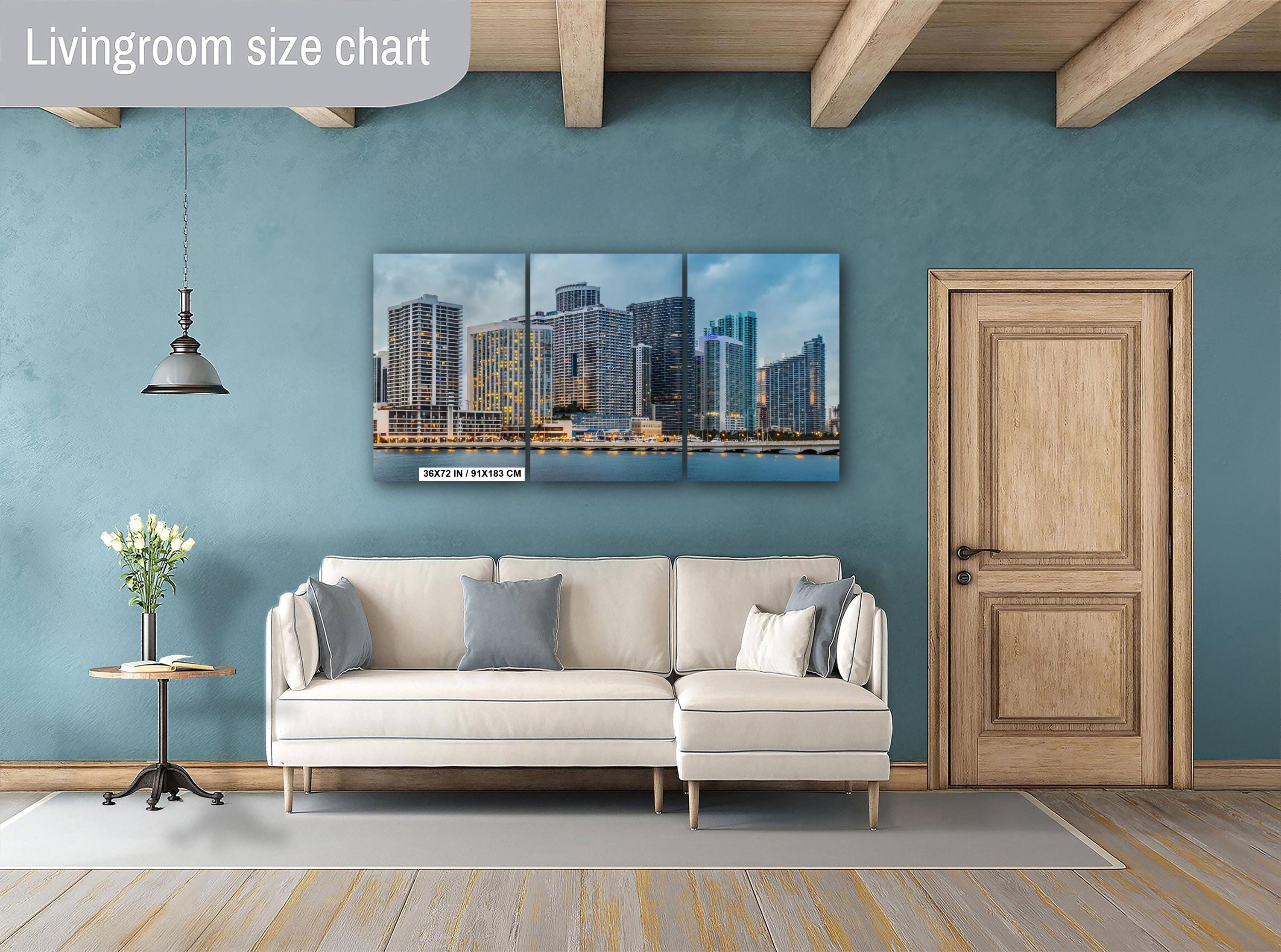 Miami Skyline Print - Biscayne Bay Art | Blue Hour Wall Art, Urban Coastal Canvas