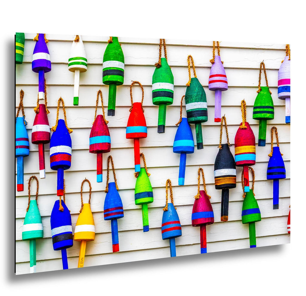 Colorful Lobster Buoys Wall Photography Print, Isle au Haut Acadia National Park Maine, Nautical Coastal Decor