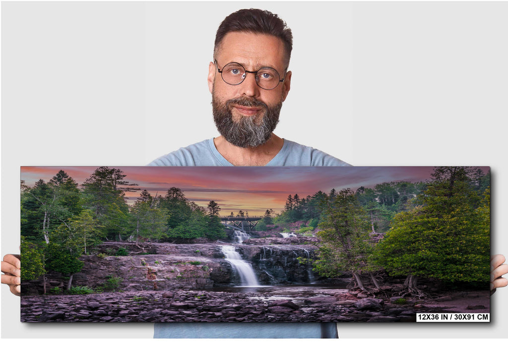 Gooseberry Falls Sunset: Minnesota State Park Waterfall Photography Wall Art
