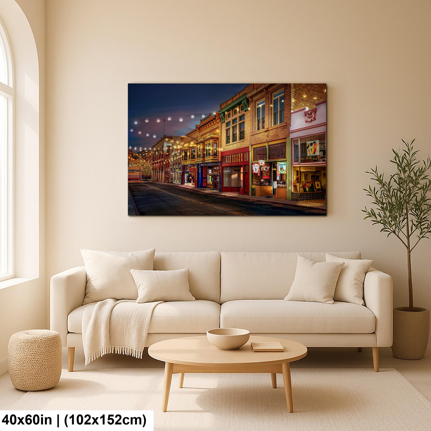 Bisbee Arizona Historic Street at Night, Southwest Architecture Photography Wall Art