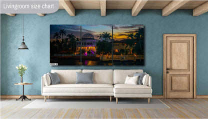 Miami Waterfront Mansion at Golden Hour: Biscayne Bay Florida Print Wall Art Photography Aluminum/Acrylic/Metal/Canvas Scenic Home Decor