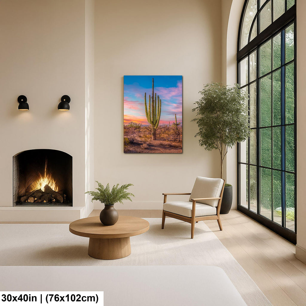 Multi-Arm Saguaro at Sunset - Saguaro National Park East Tucson Arizona Photography Print
