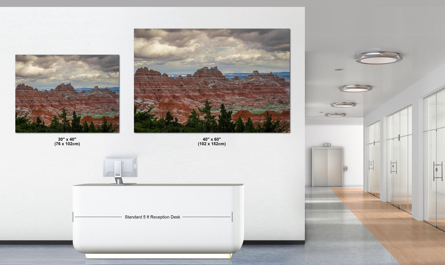 Badlands National Park Red Rock Formations, Photography Print, Moody Clouds, South Dakota Landscape Décor