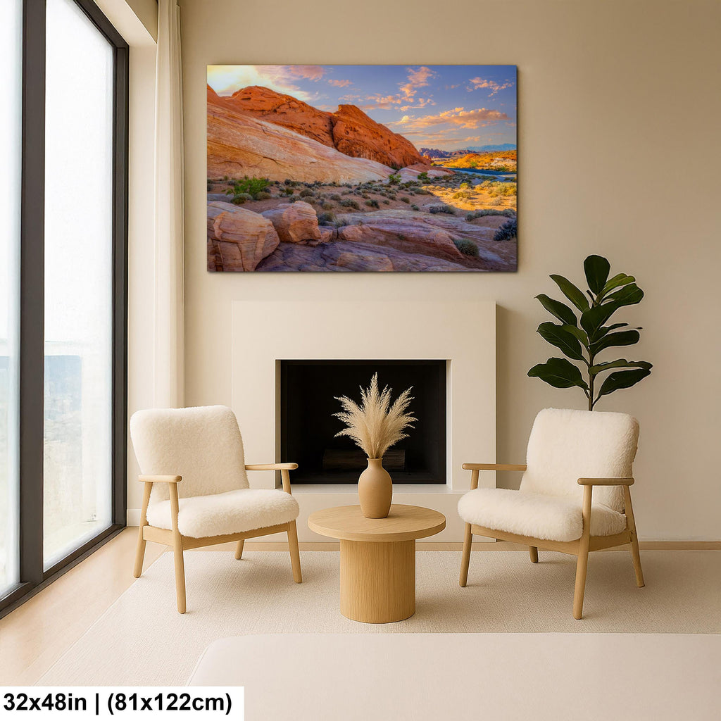 Red Rock Canyon Mountain Landscape at Sunset, Las Vegas Nevada Photography Print