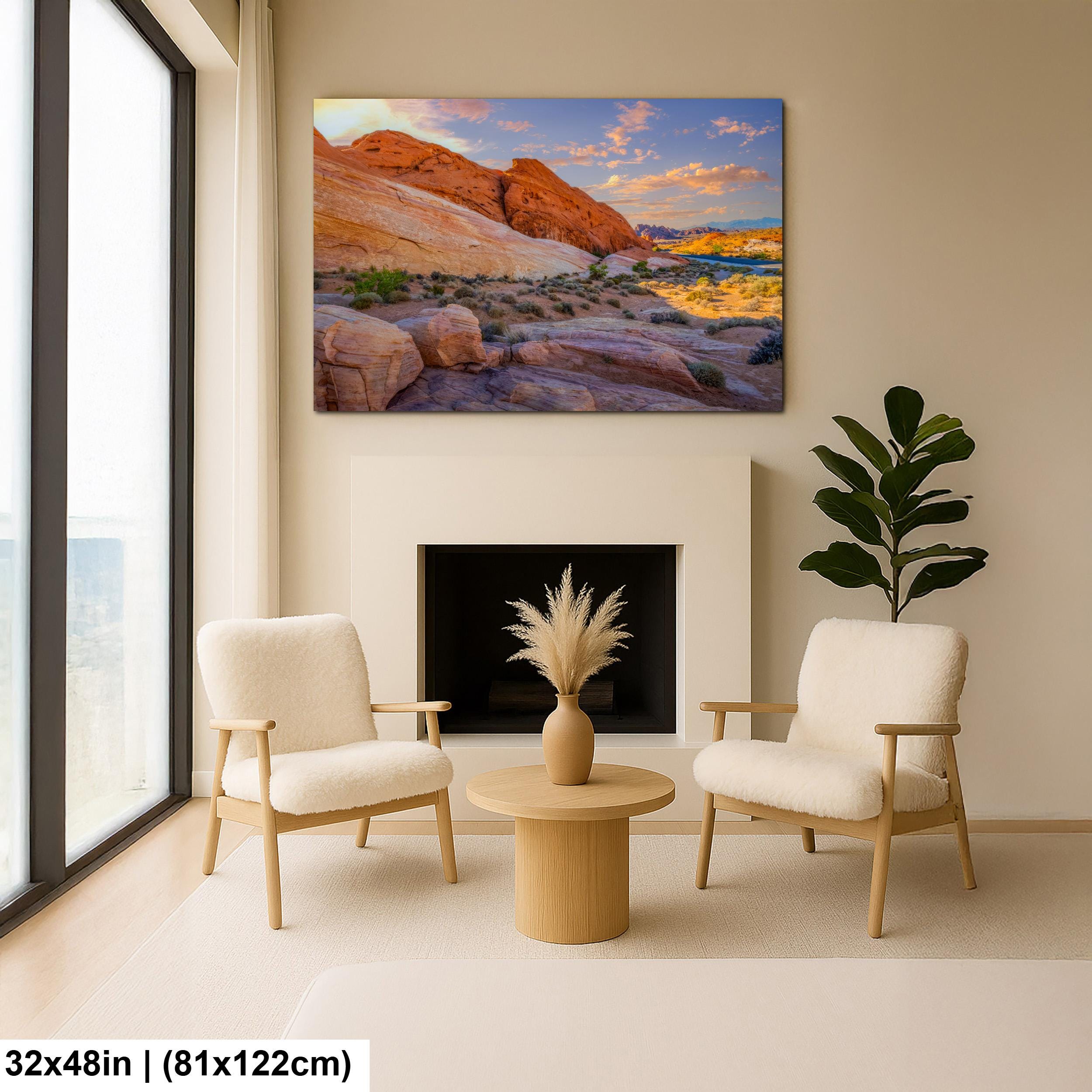 Red Rock Canyon Mountain Landscape at Sunset, Las Vegas Nevada Photography Print