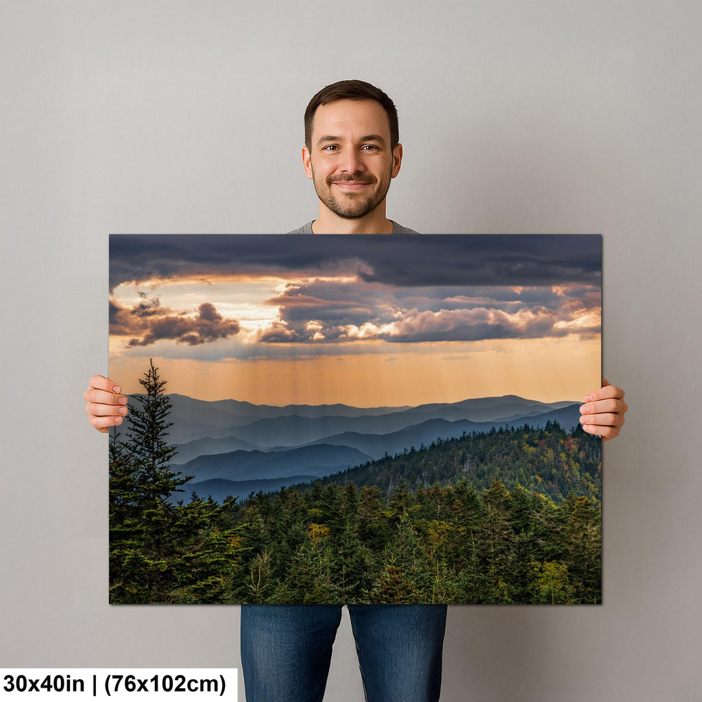 Mountain Sunbeams: Great Smoky Mountains Tennessee Landscape Photo Wall Art