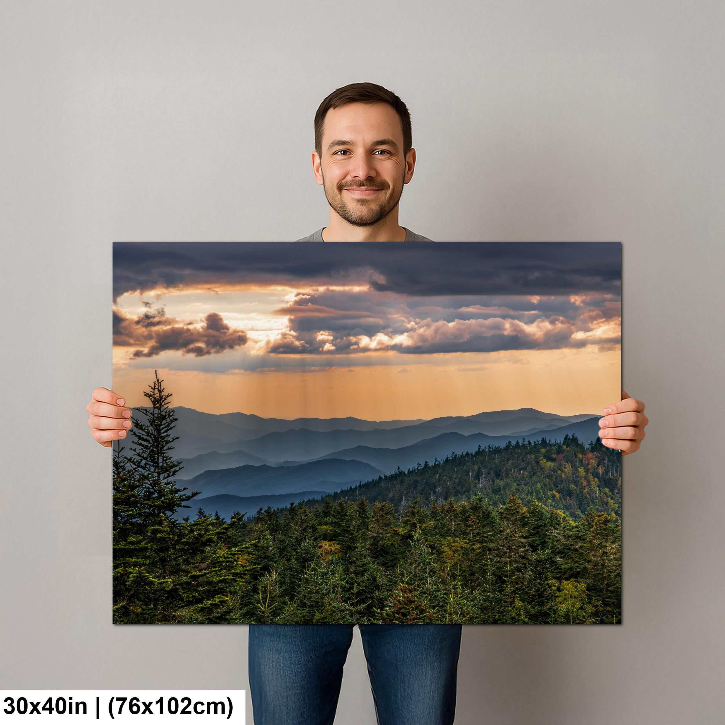 Mountain Sunbeams: Great Smoky Mountains Tennessee Landscape Photo Wall Art
