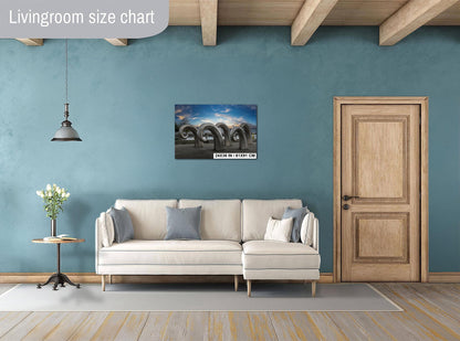 Seattle Waterfront Art Print: Salmon Waves Sculpture - Modern Metal or Canvas