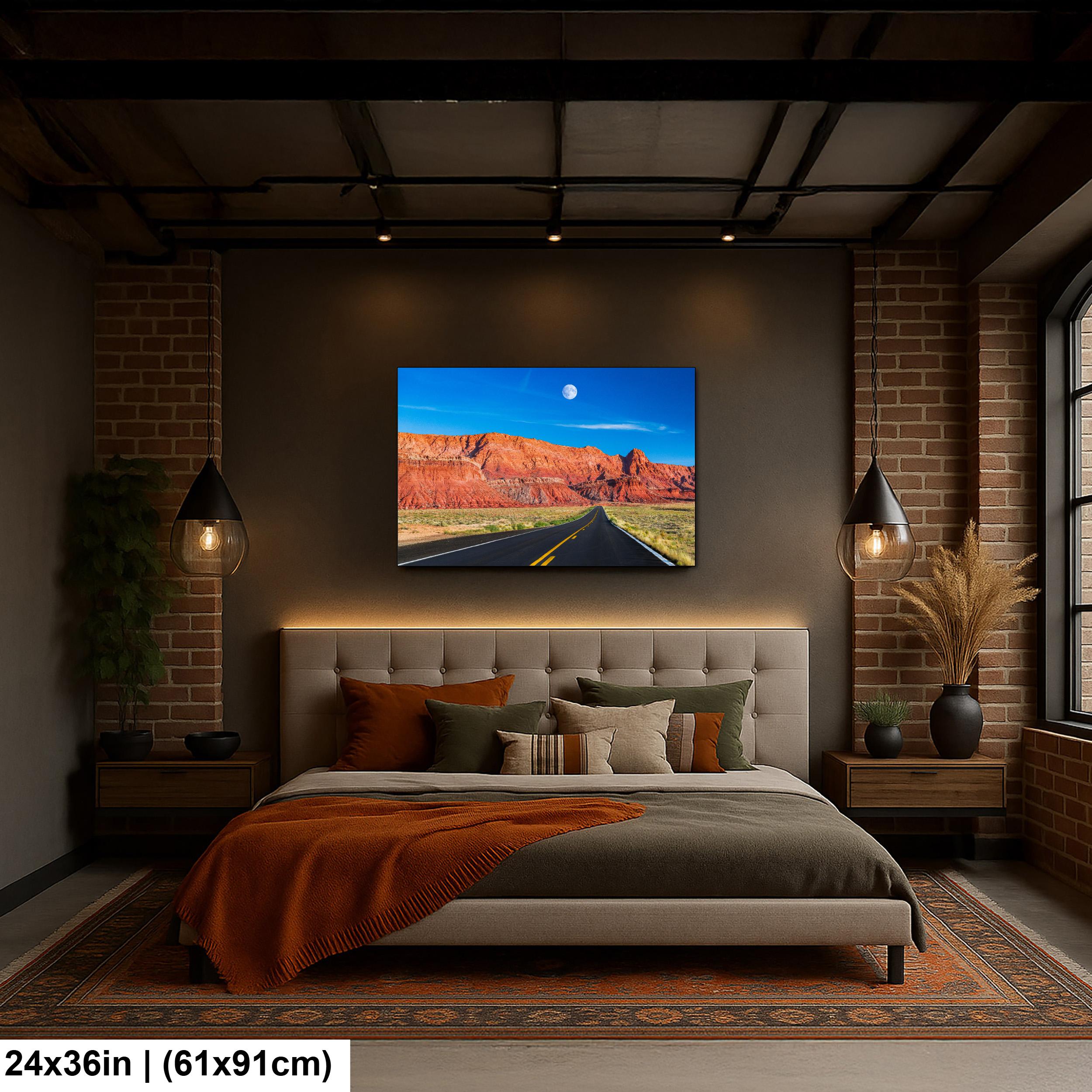 Desert Highway Beneath Red Cliffs Photography Print, Page Arizona Southwest Landscape, Open Road Wall Art, Travel Decor