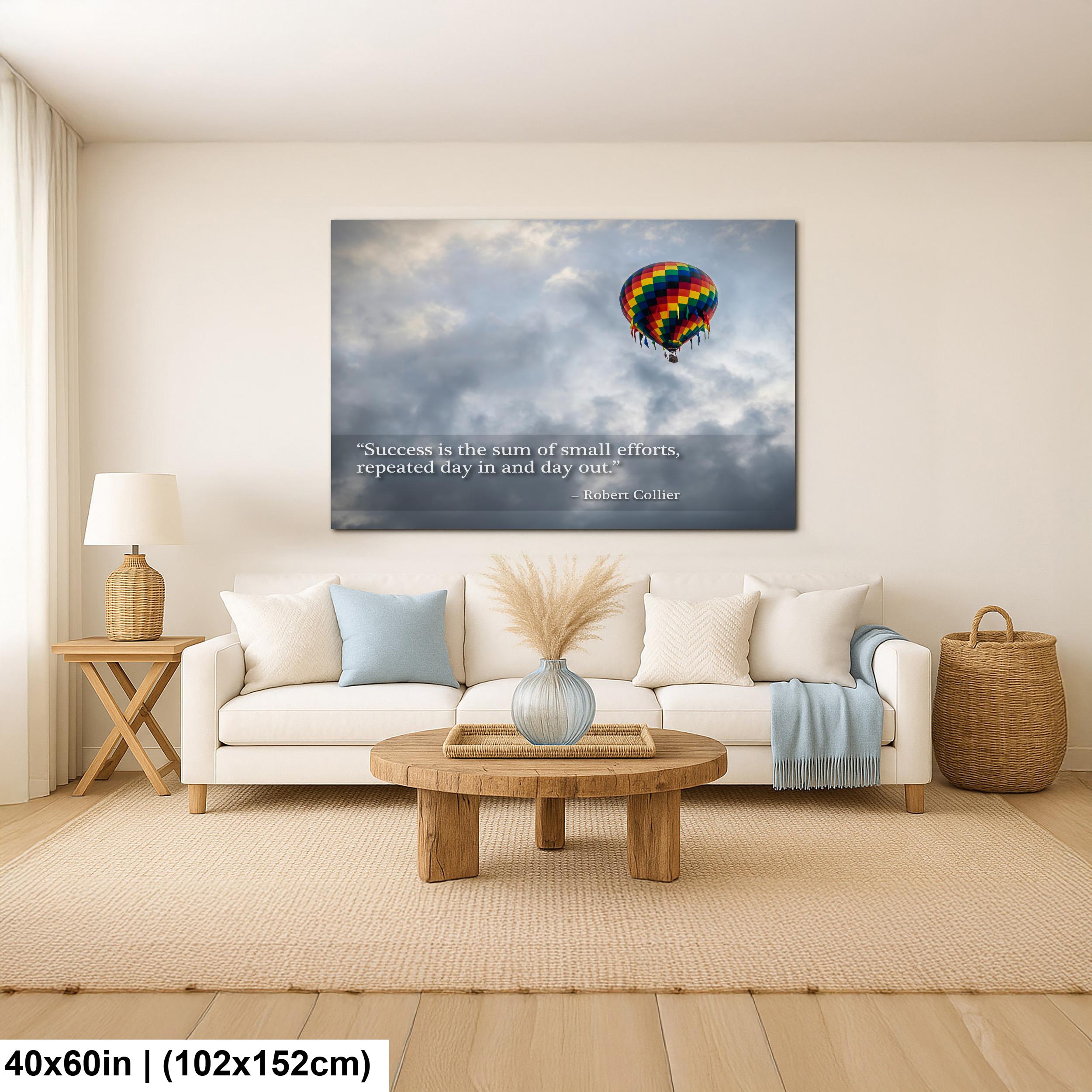 Motivational Wall Art - Hot Air Balloon Print | Persistence Artwork for Office Wall Decor
