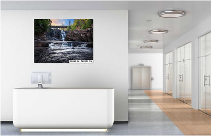 Gooseberry Falls Bridge Watercolor Style: Minnesota State Park Photography Wall Art