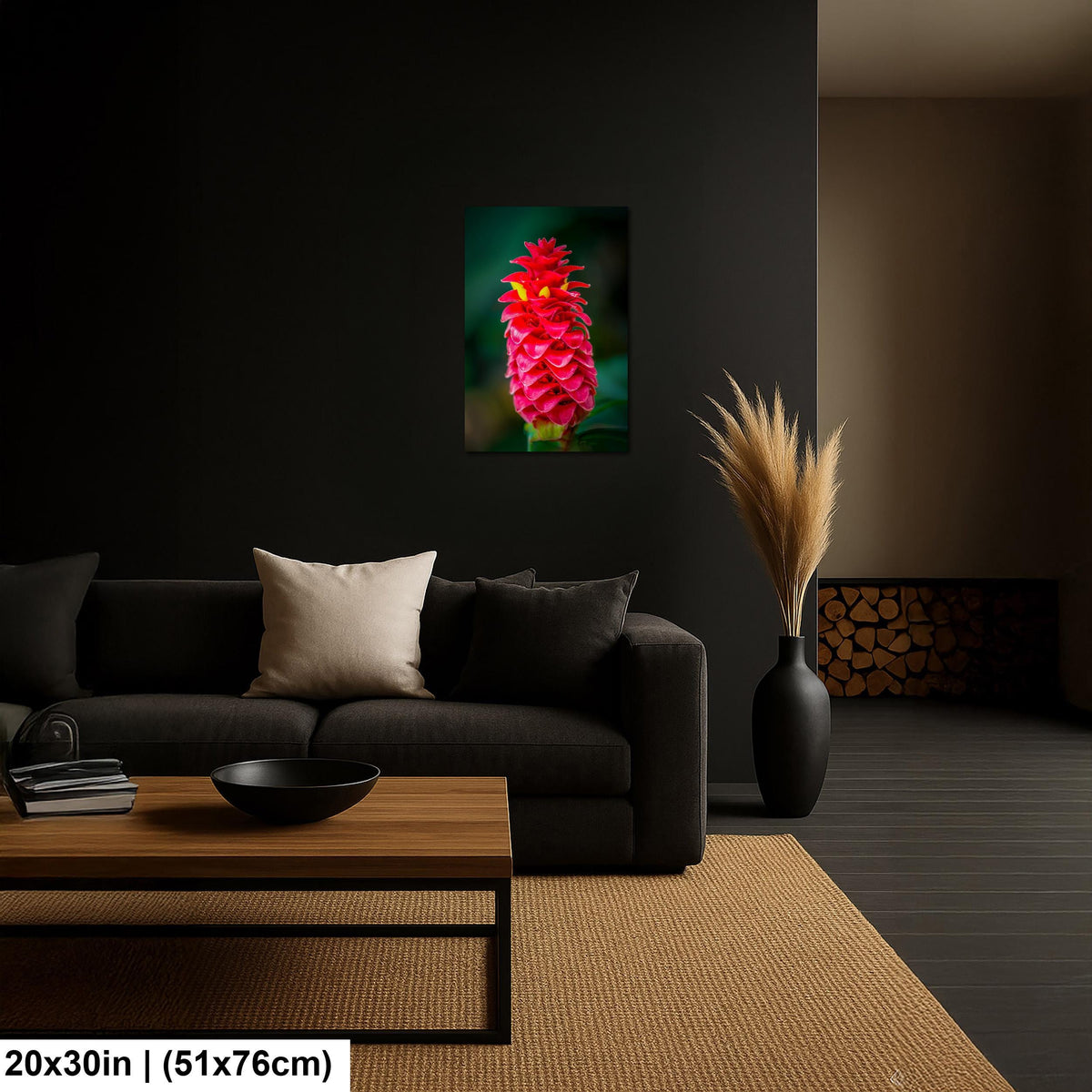 Crimson Spiral: Spiral Ginger Tropical Flower Botanical Photo Wall Art