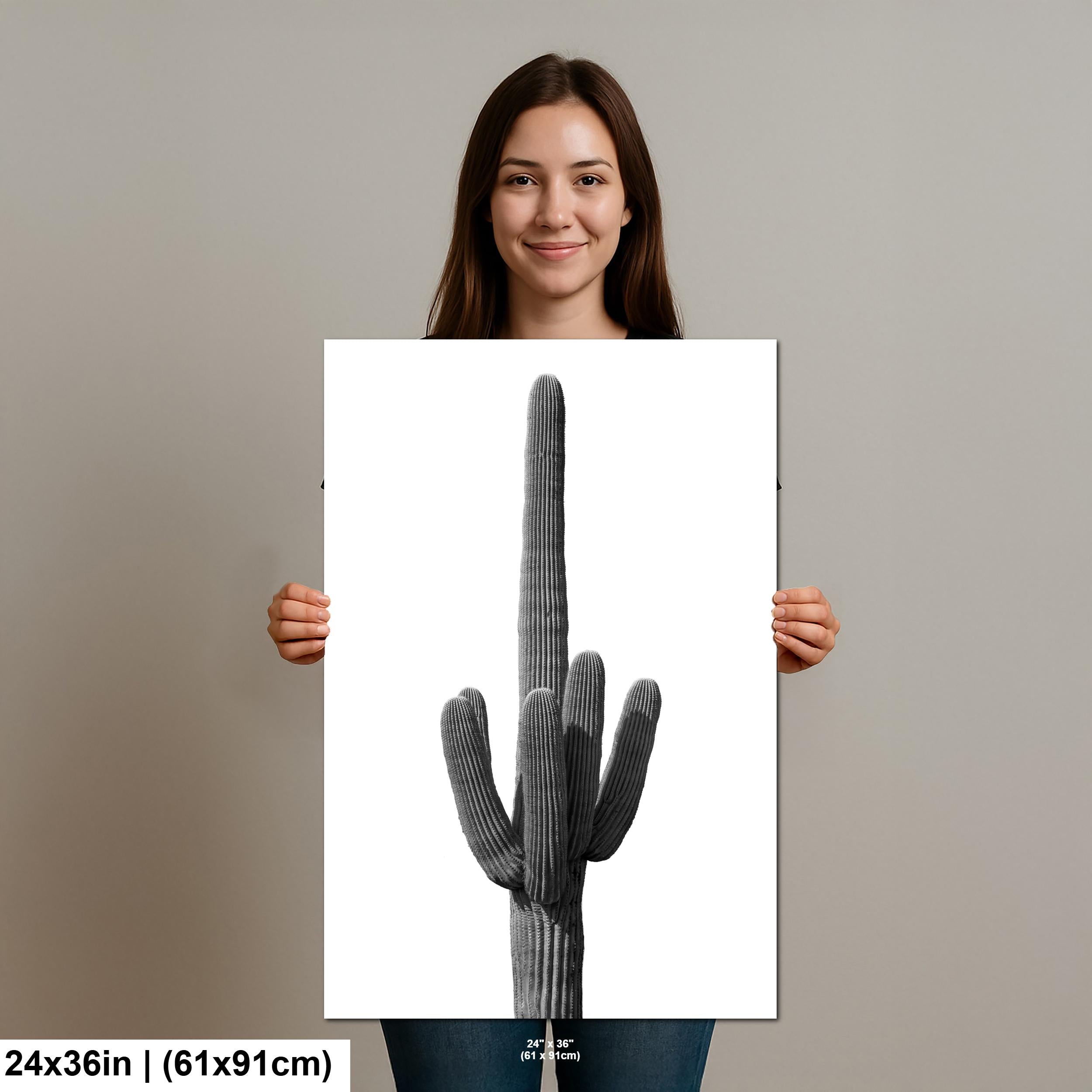 Saguaro Cactus Photography: Black and White Desert Minimalist Wall Art