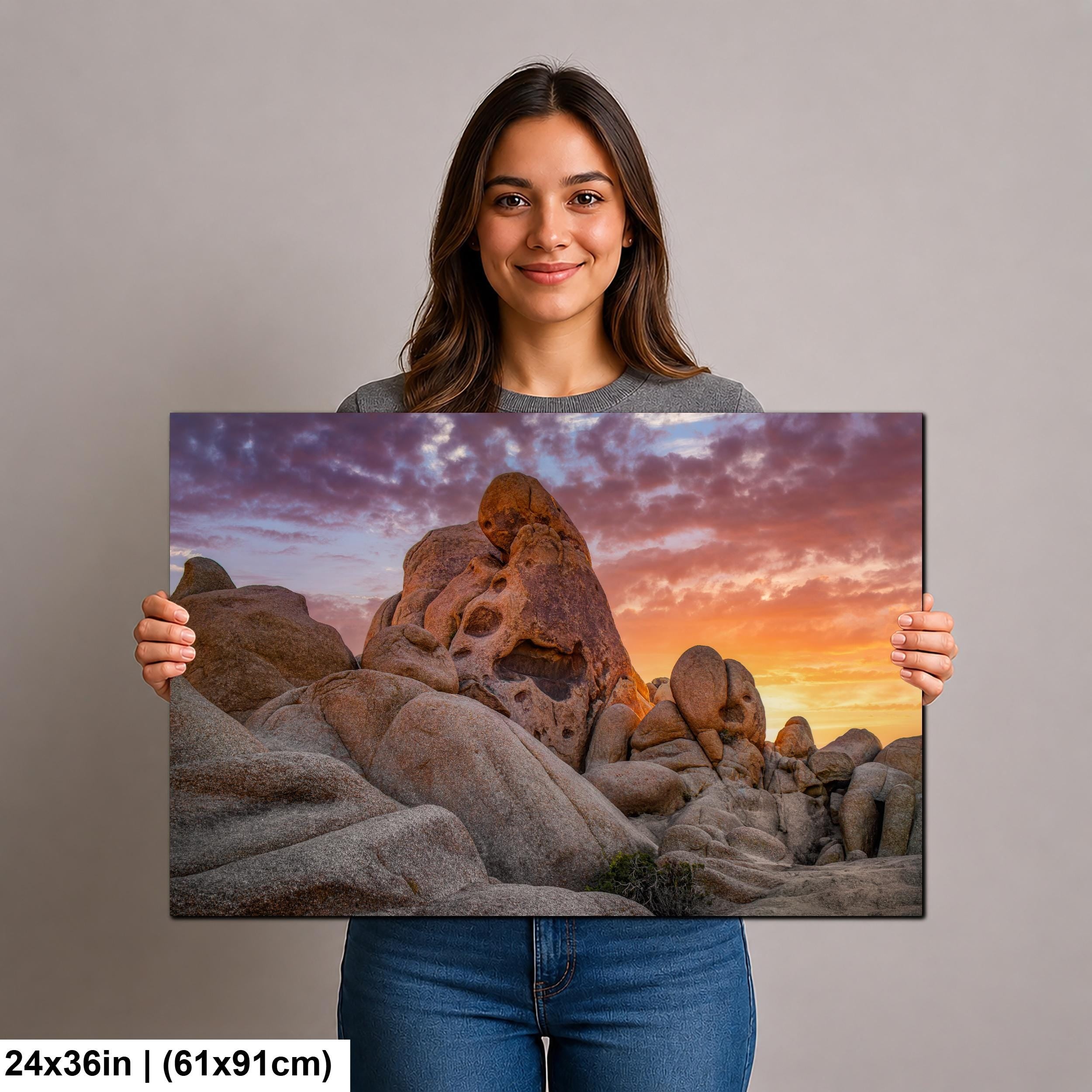 Skull Rock at Sunset, Joshua Tree National Park California Photography Print