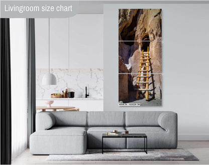 Steps to Ancient Homes: Wooden Ladders in Bandelier National Monument Los Alamos New Mexico Print Wall Art Aluminum/Acrylic/Metal/Canvas