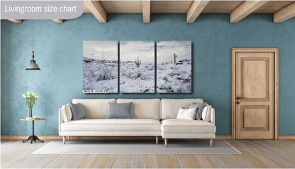 Saguaro Desert Wall Art – Winter Cactus Print | Rare Snowfall Photography Tucson