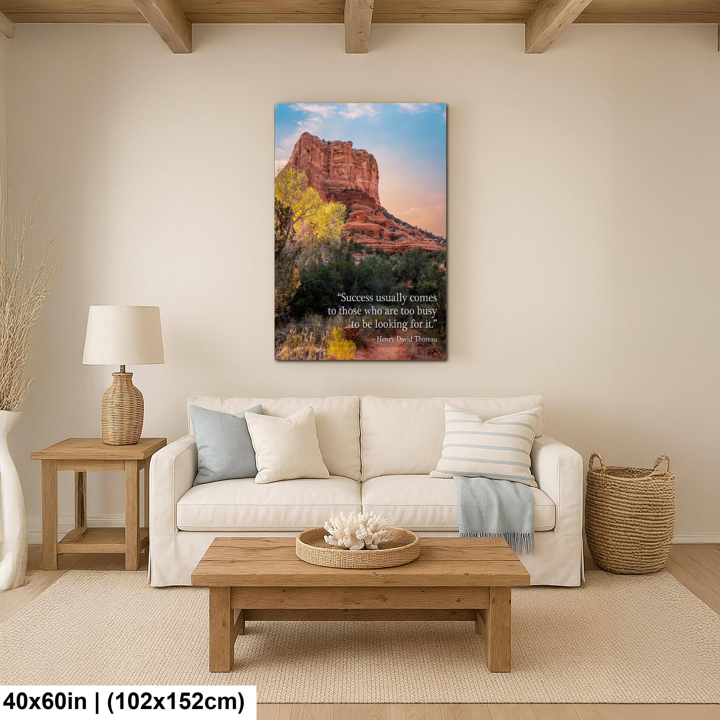 Sedona Red Rock Art – Thoreau Quote Print | Motivational Wall Decor Canvas