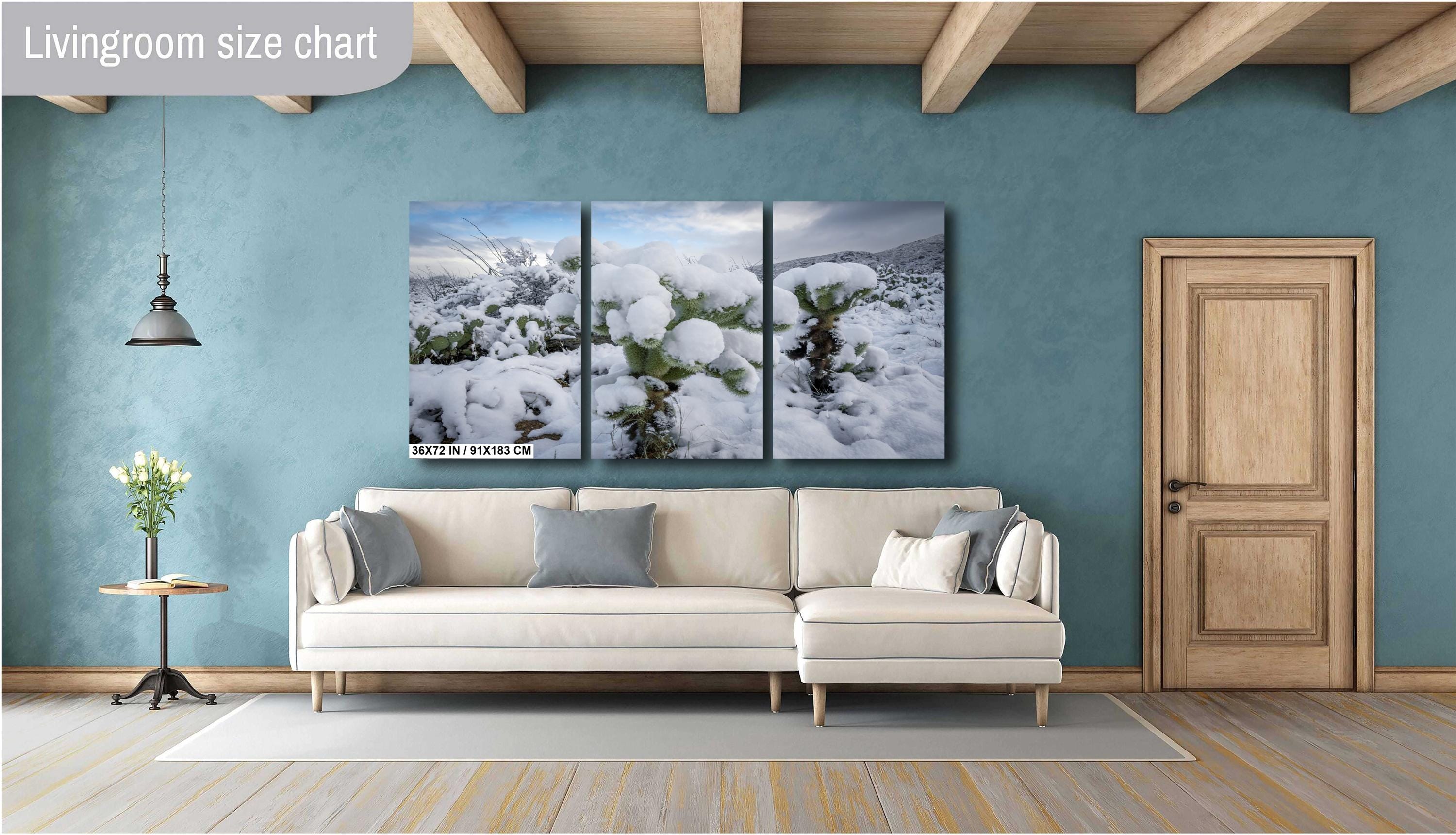 Snowy Cactus Wonderland Print: Arizona Winter Desert Photography