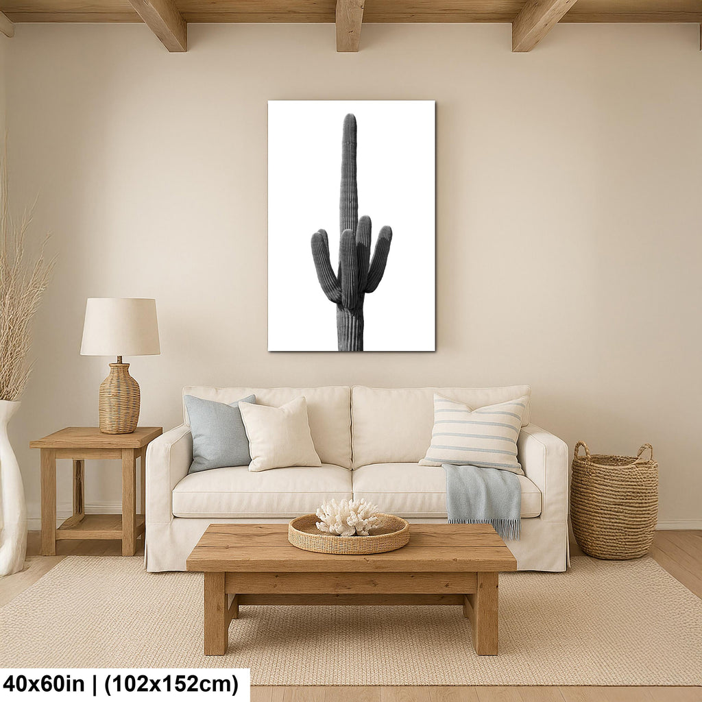 Saguaro Cactus Photography: Black and White Desert Minimalist Wall Art