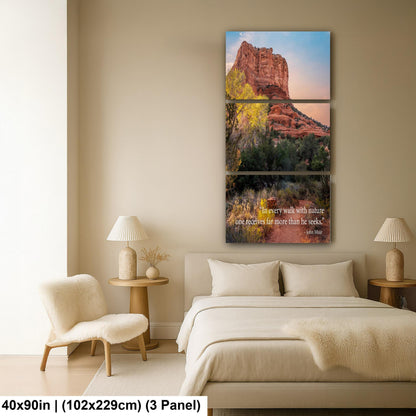 John Muir Inspirational Quote Wall Art for Calm and Reflection, Red Rock Nature Photography Print for Home or Office Decor