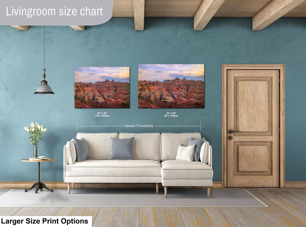Badlands National Park Majestic Rock Formations, South Dakota Sunset Photography Wall Art