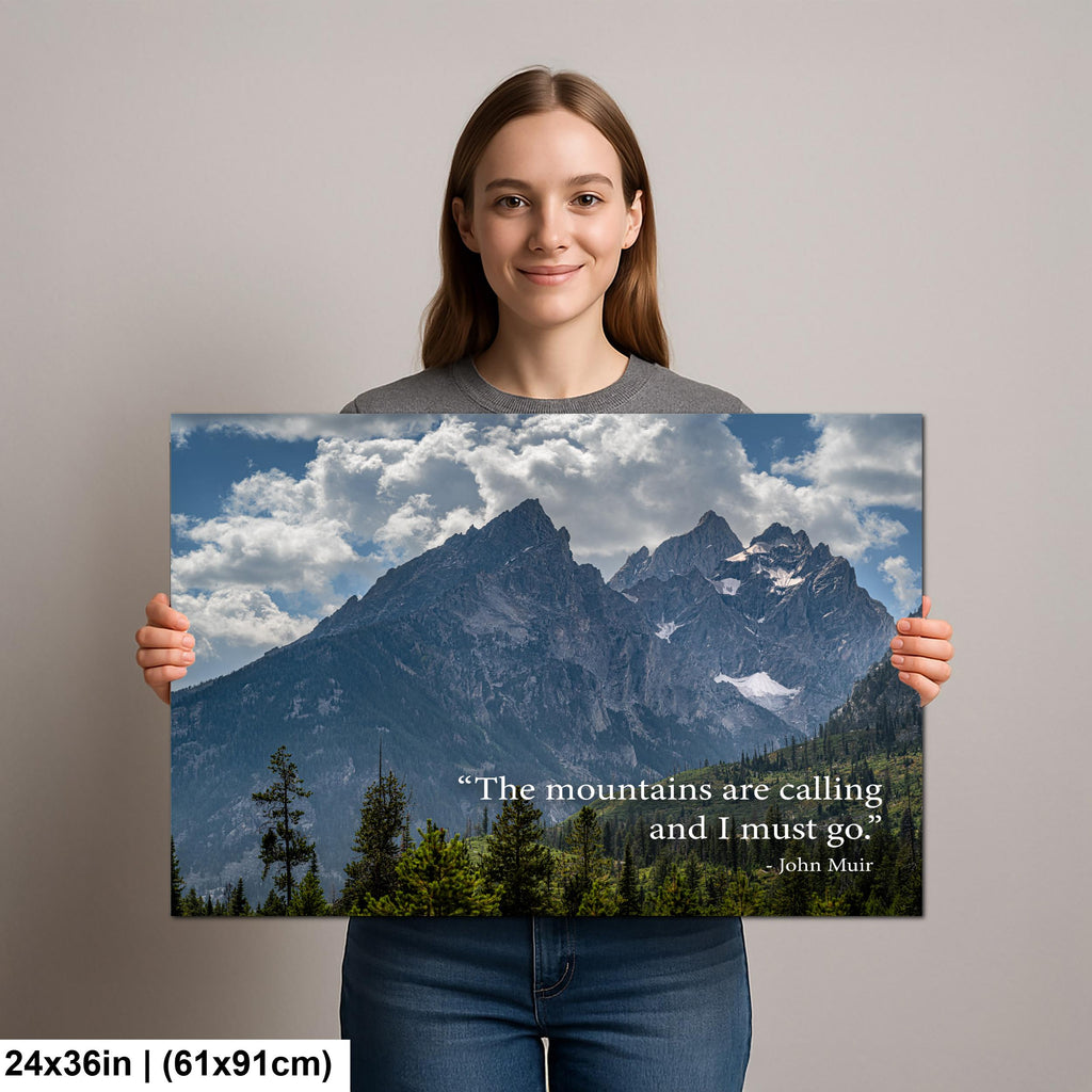 John Muir Motivational Wall Art for Adventure and Reflection, Mountain Landscape Photography Print for Home or Office Decor