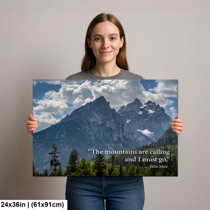 John Muir Motivational Wall Art for Adventure and Reflection, Mountain Landscape Photography Print for Home or Office Decor