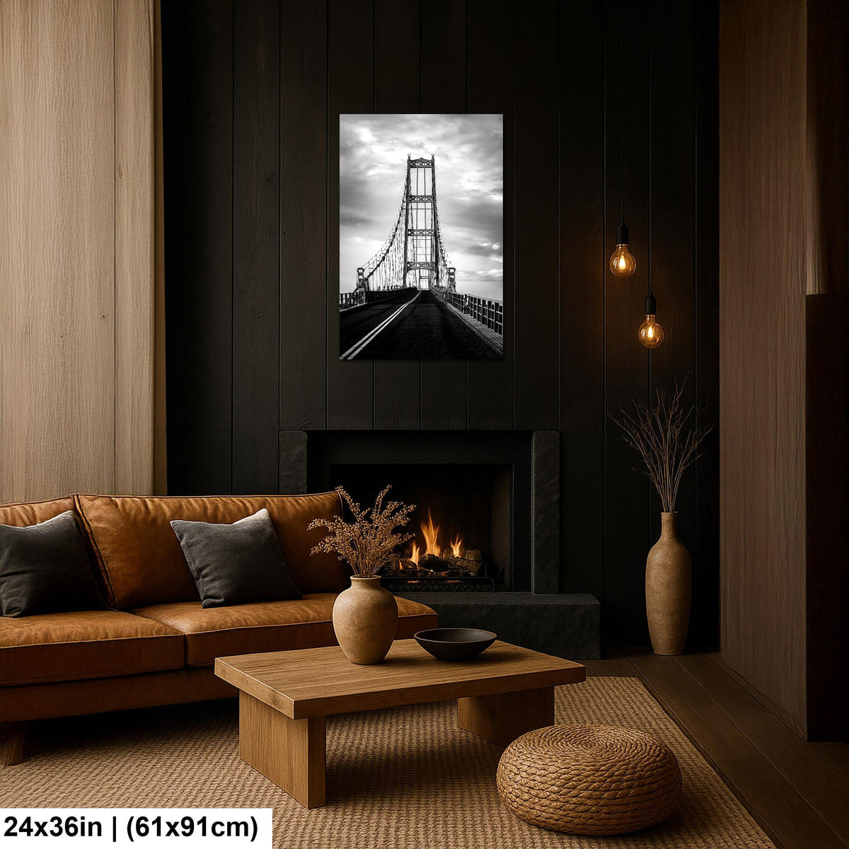 Deer Isle Bridge: Eggemoggin Reach Maine Suspension Black White Wall Art
