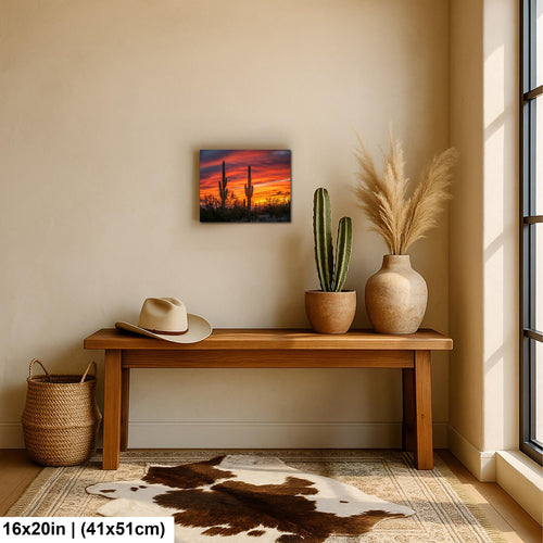 Arizona Sunset Saguaro Cactus Photography Print: Gold Canyon Landscape
