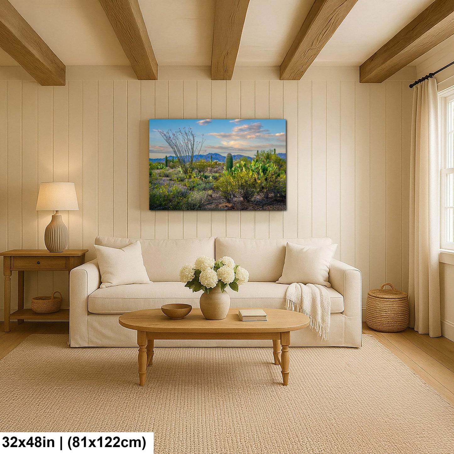 Sonoran Desert Wildflowers with Saguaros Photography Print, Tucson Arizona Landscape, Southwest Wall Art Decor