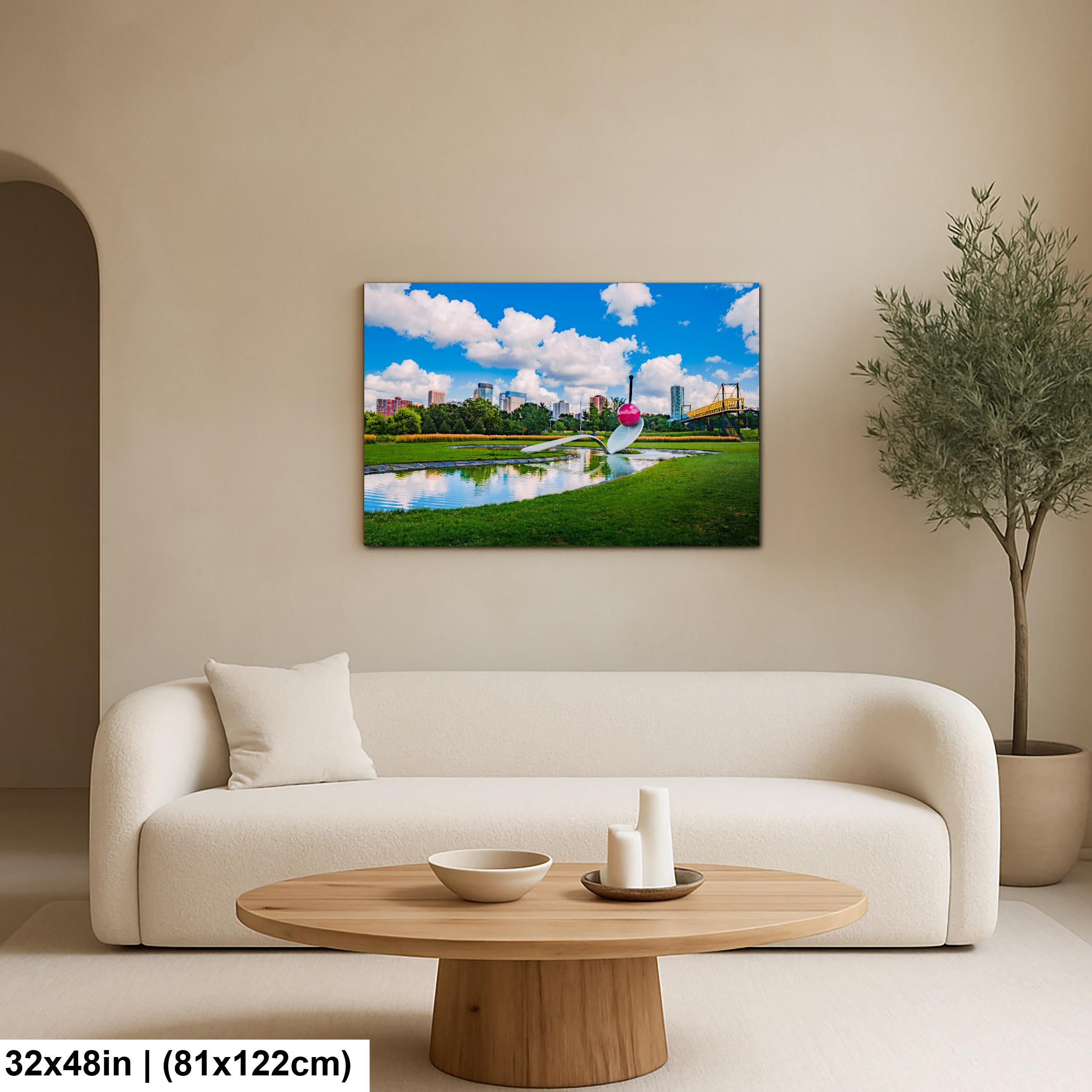 Spoonbridge and Cherry Sculpture Minneapolis Skyline Photography Print, Minnesota Walker Art Center, Modern Art Wall Decor