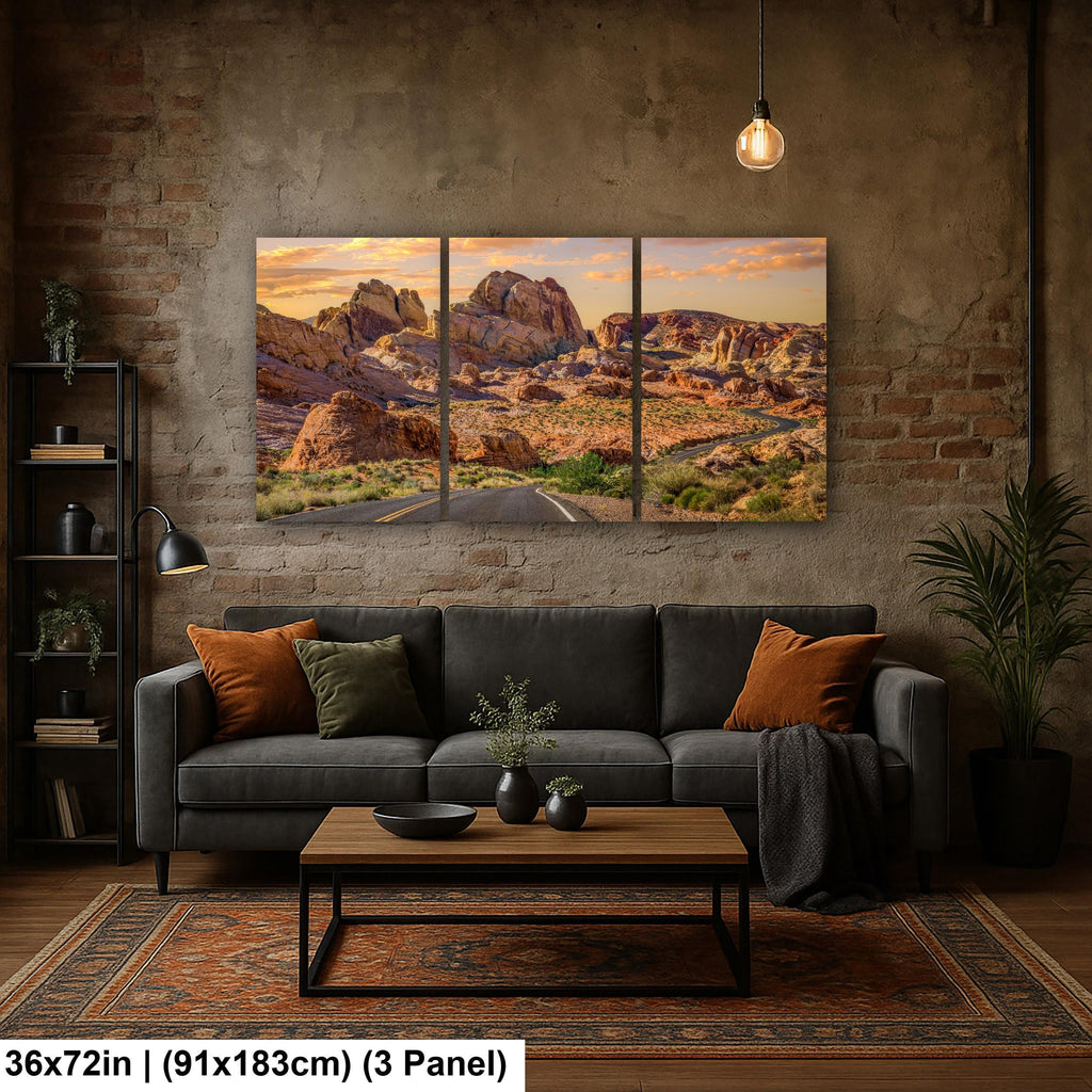 Sandstone Road: Valley of Fire State Park Nevada Golden Hour Photo Wall Art