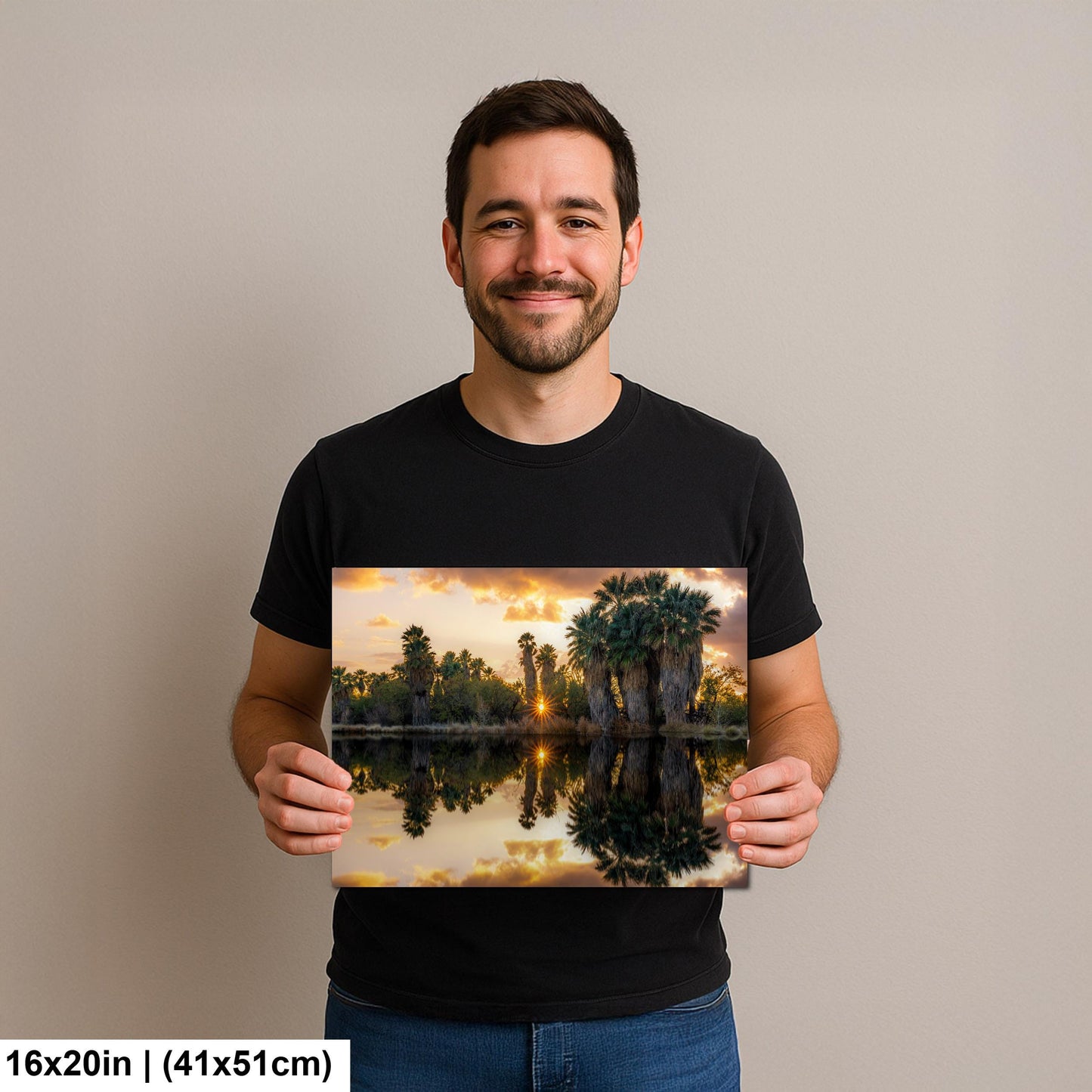 Agua Caliente Park Sunset Palm Oasis Reflection - Tucson Arizona Photography Print