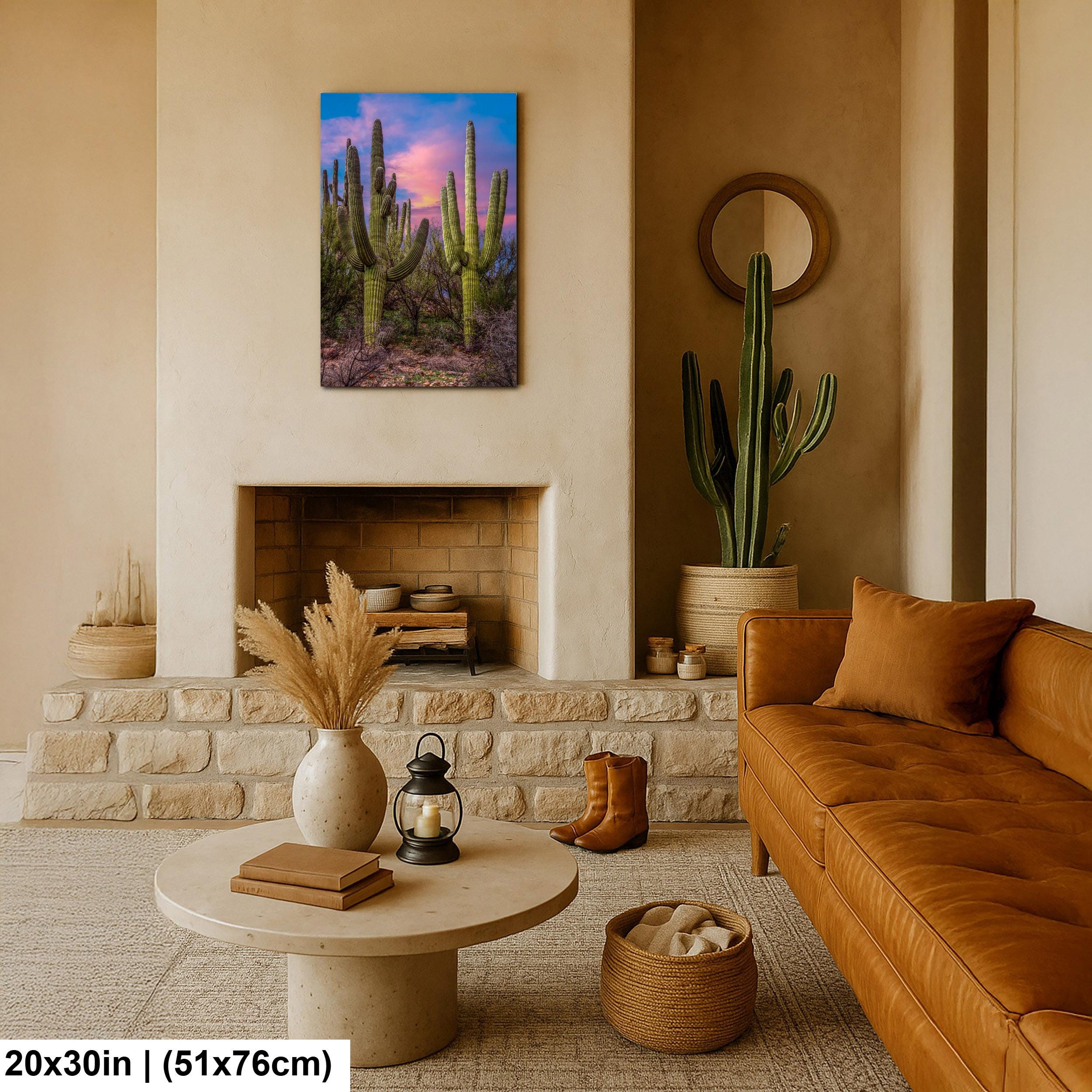 Towering Saguaros at Sunset, Catalina State Park Arizona Desert Photography Wall Art