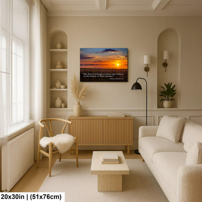 Sunset Lake Landscape Print with Eleanor Roosevelt Quote Wall Art