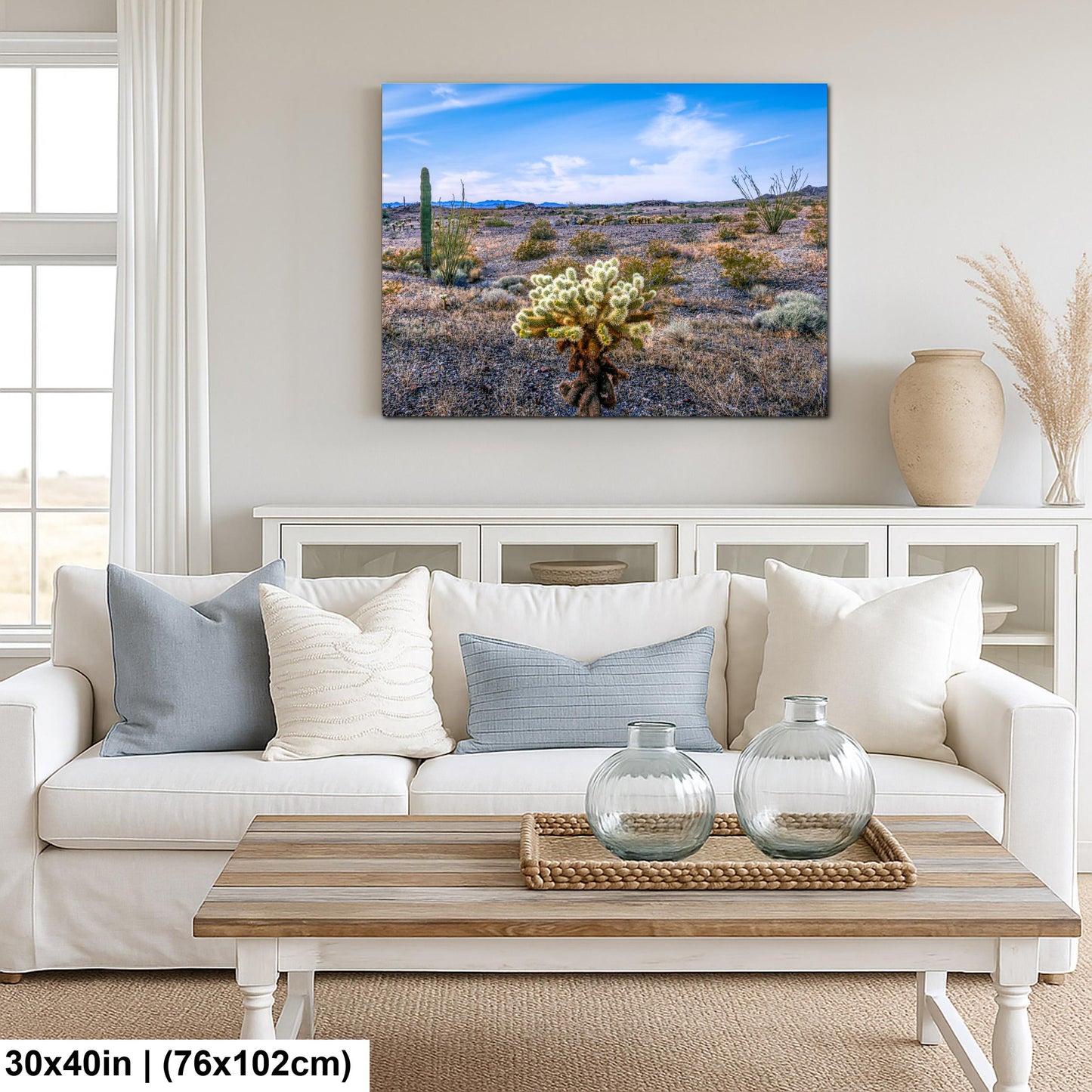 Teddy Bear Cholla in Bloom, Quartzsite Arizona Desert Landscape Photography Print