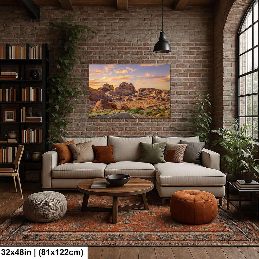 Sandstone Road: Valley of Fire State Park Nevada Golden Hour Photo Wall Art