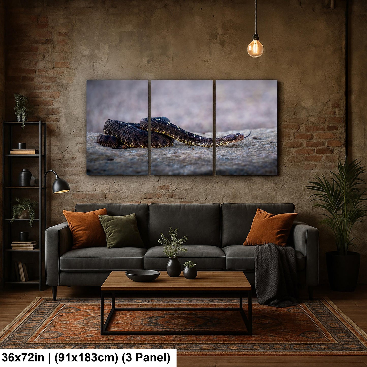 Black Rattlesnake Print - Arizona Desert Wildlife Art | Fine Canvas Wall Decor