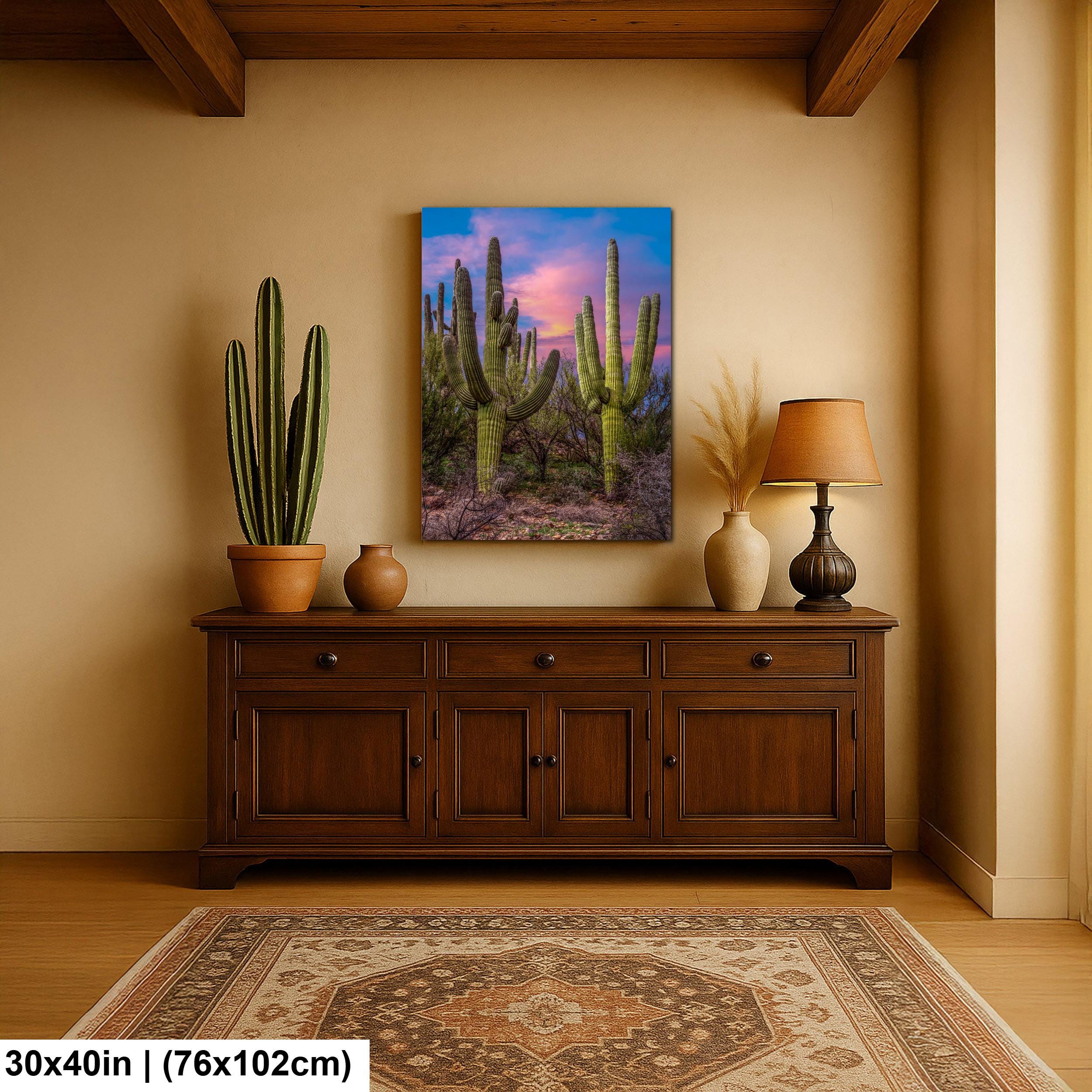 Towering Saguaros at Sunset, Catalina State Park Arizona Desert Photography Wall Art