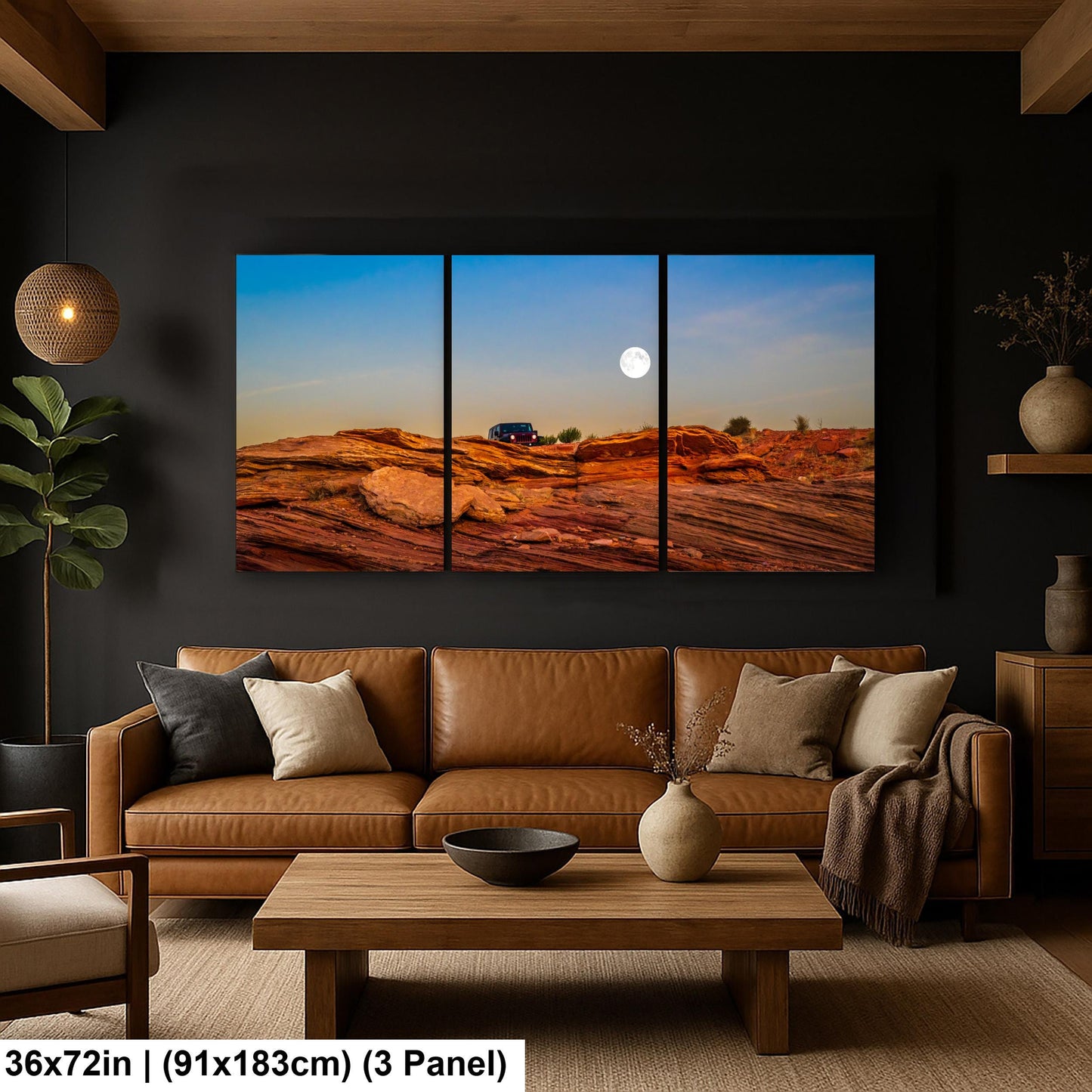 Moonrise Over Red Slickrock with Jeep, Page Arizona Photography Print