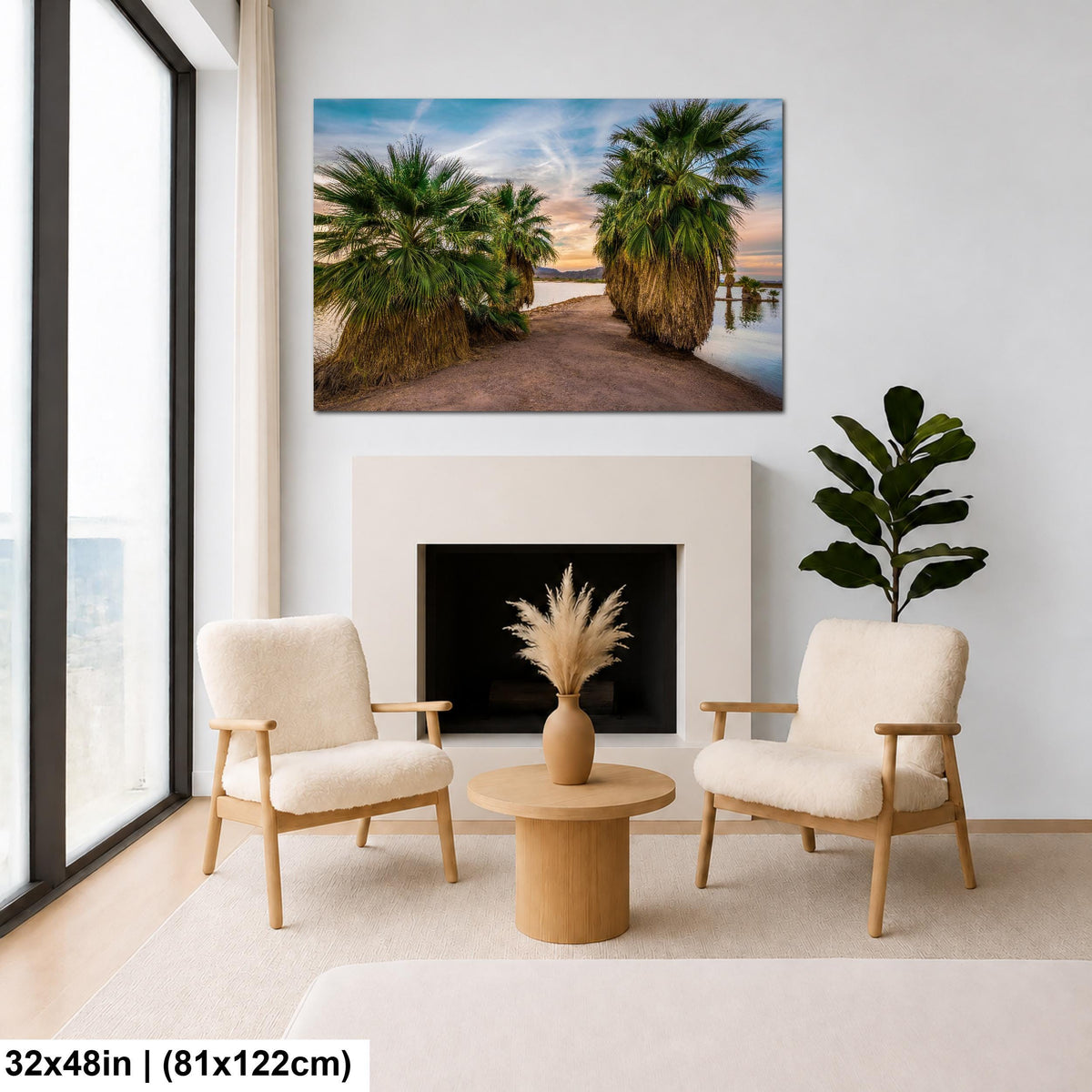 Oasis Palms: Mittry Lake Yuma AZ Desert Sunset Landscape Photo Wall Art