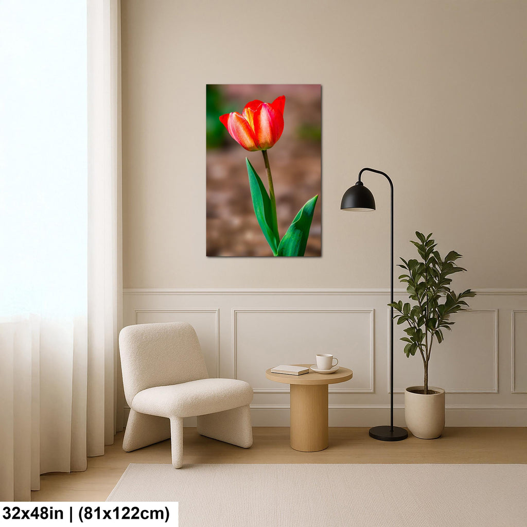 Scarlet Elegance: Red Tulip Flower Botanical Photography Wall Art