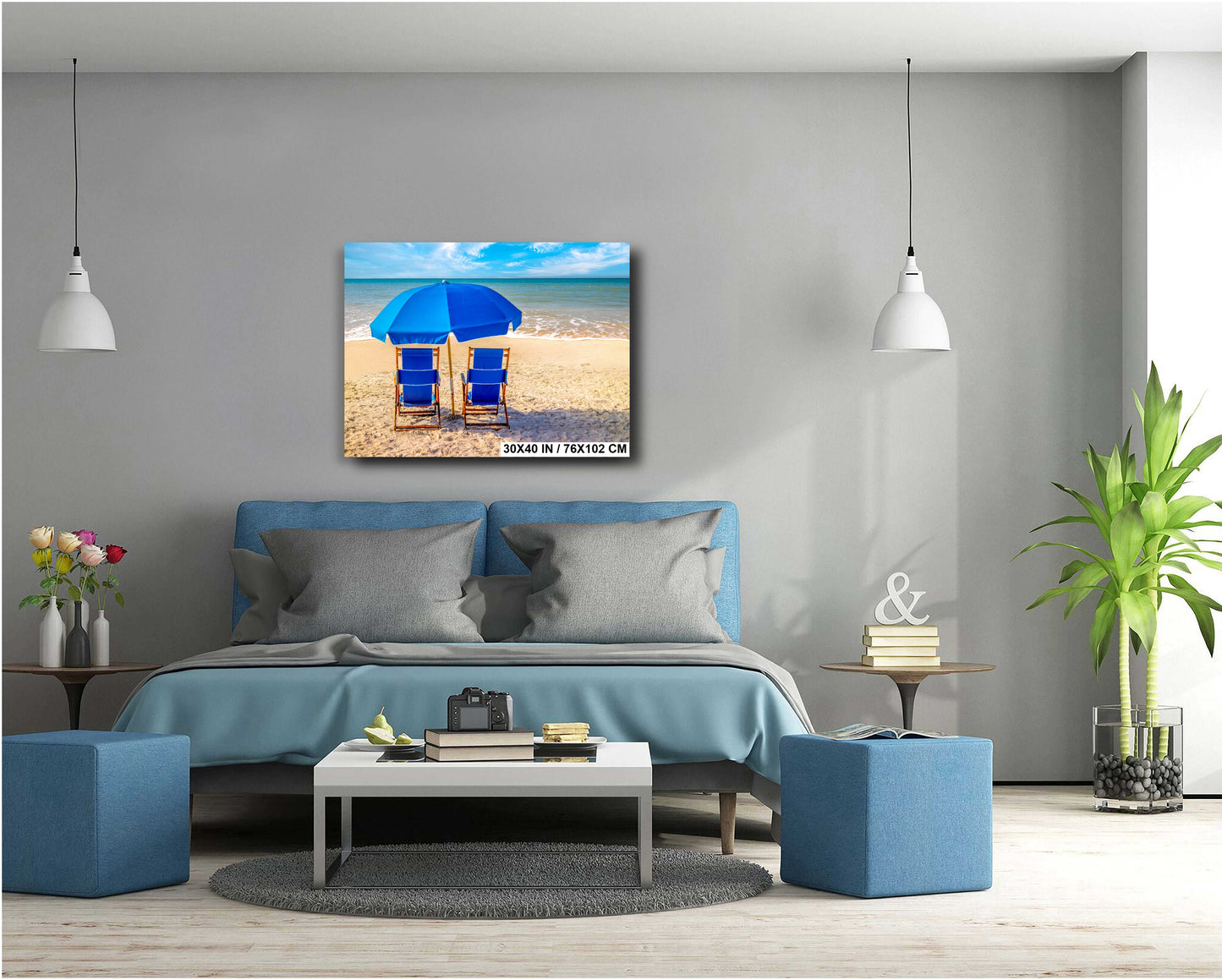 Beachside Bliss: Beach Day Florida Seascape Photography Metal Canvas Print Home Decor Wall Art