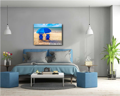 Beachside Bliss: Beach Day Florida Seascape Photography Metal Canvas Print Home Decor Wall Art