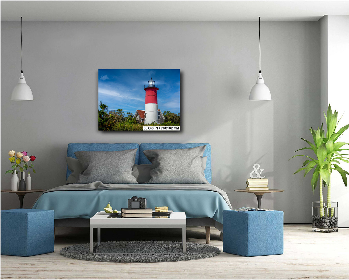 Nauset Lighthouse Print - Cape Cod Lighthouse Nautical Wall Art | Coastal Home Decor