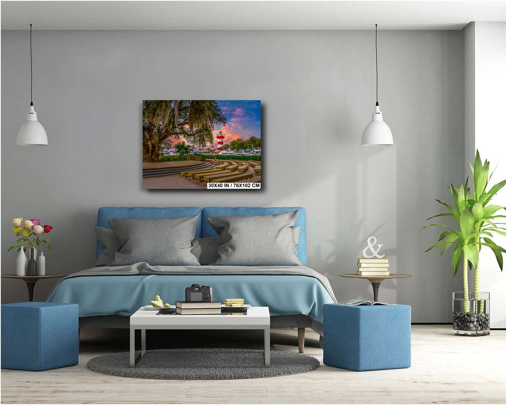 Harbour Town Wall Art – Hilton Head Canvas Print With Nautical Lighthouse Museum Decor