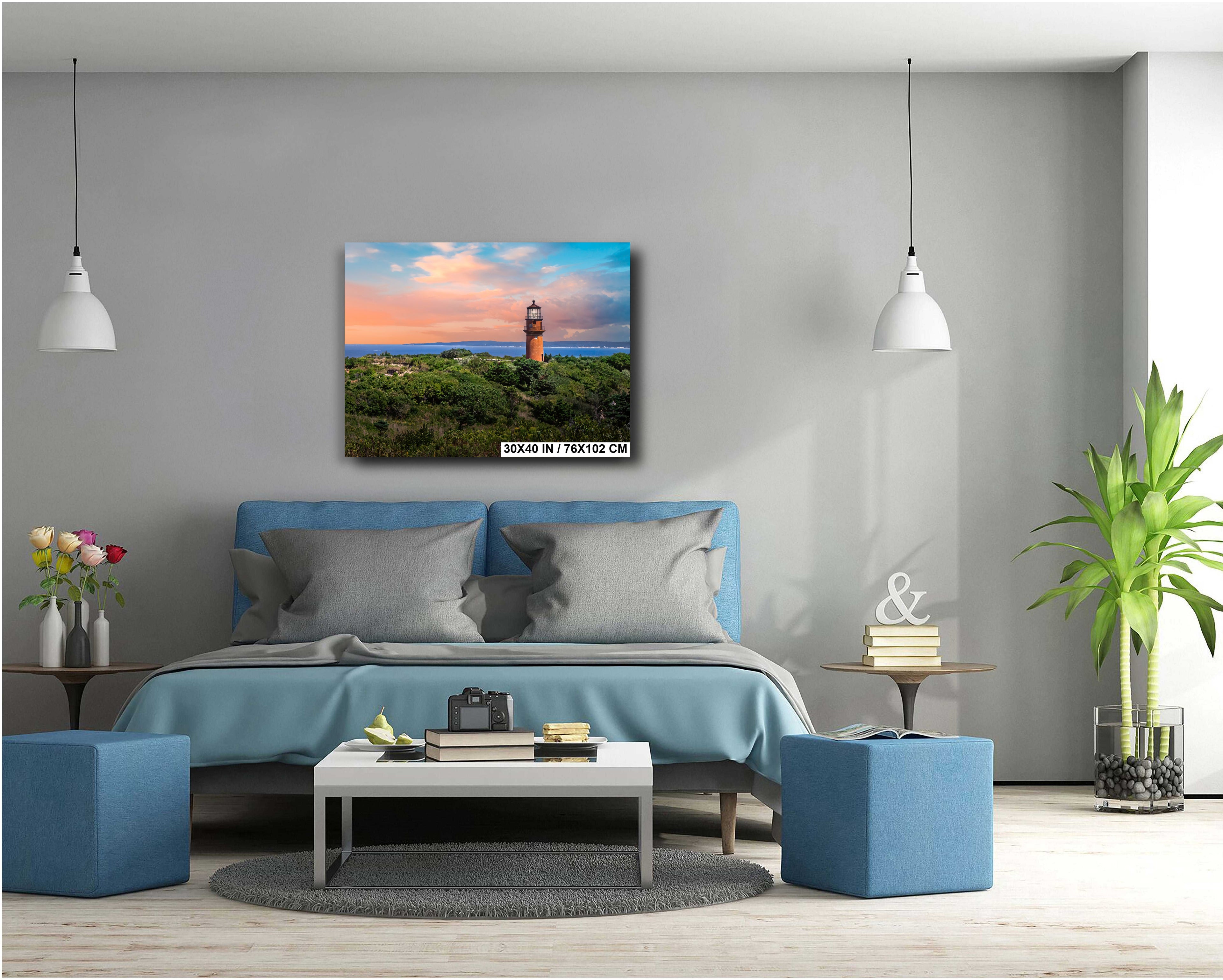 Gay Head Lighthouse Print: Martha's Vineyard Nautical Wall Art