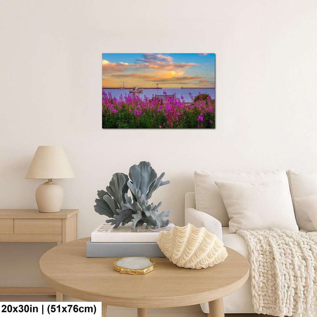 Purple Rosebay: Grand Marais Harbor Minnesota Coastal Photography Wall Art