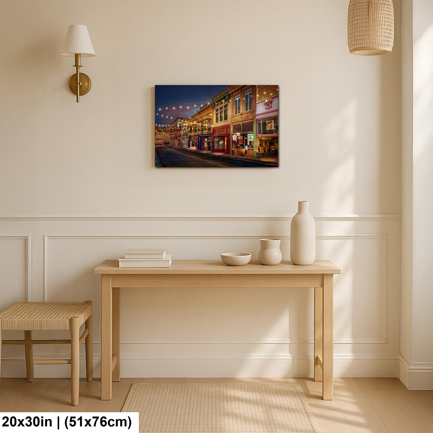 Bisbee Arizona Historic Street at Night, Southwest Architecture Photography Wall Art